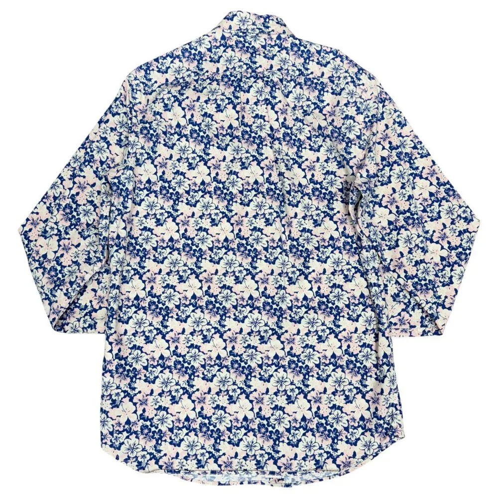 J. CREW Men's EUC Organic Cotton Slim Stretch Long Sleeve Hawaiian Shirt | Small